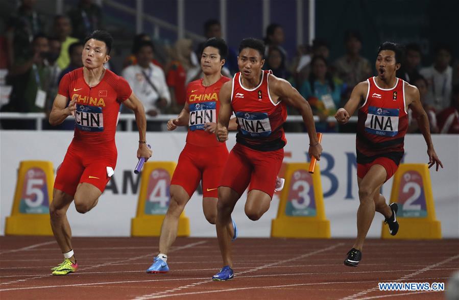 (SP)INDONESIA-JAKARTA-ASIAN GAMES-ATHLETICS-MEN'S 4X100M RELAY