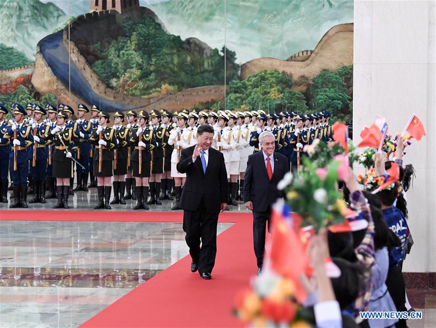 (BRF)CHINA-BEIJING-BELT AND ROAD FORUM-XI JINPING-CHILEAN PRESIDENT-TALKS (CN)    