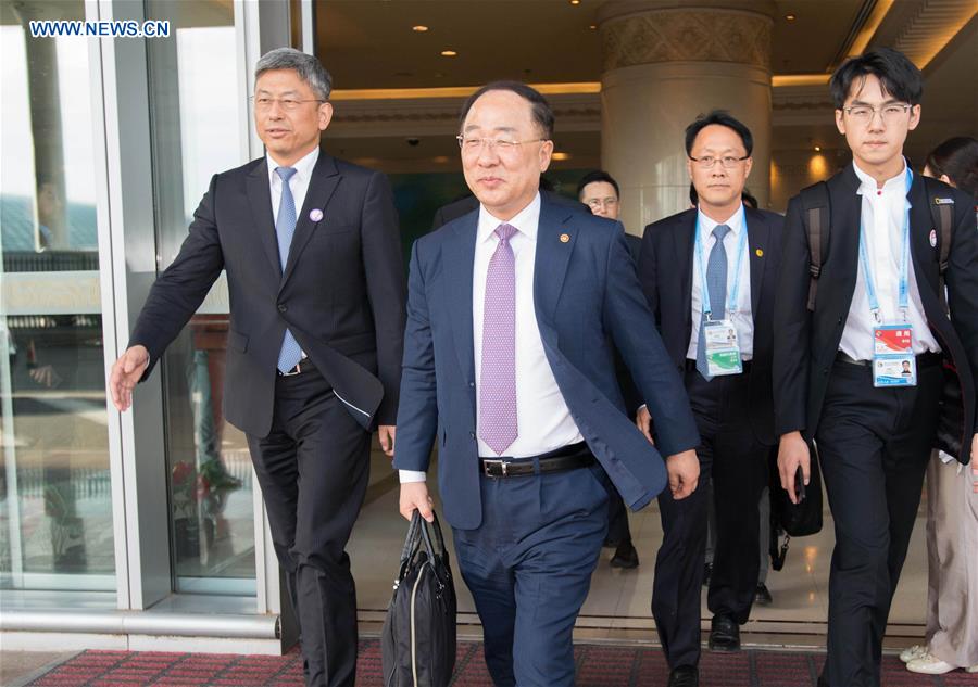 (BRF)CHINA-BEIJING-BELT AND ROAD FORUM-SOUTH KOREA-HONG NAM-KI-ARRIVAL (CN)