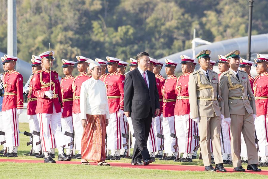 MYANMAR-NAY PYI TAW-CHINA-XI JINPING-PRESIDENT-WELCOME CEREMONY 