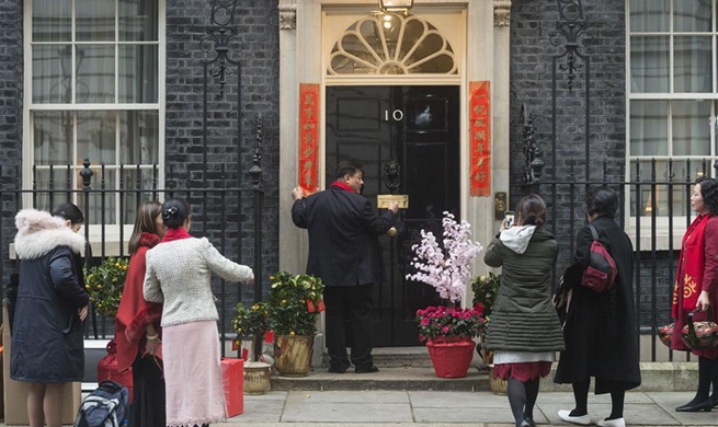 Couplets pasted outside 10 Downing Street to celebrate Chinese Lunar New Year