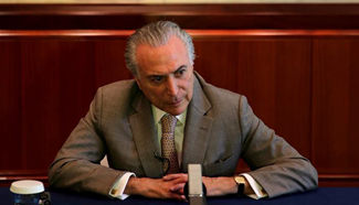 Brazilian President Michel Temer receives interview in Hangzhou