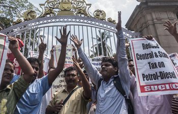 People protest against central government over high fuel prices in India