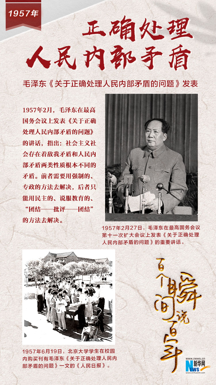 1957，正确处理人民内部矛盾